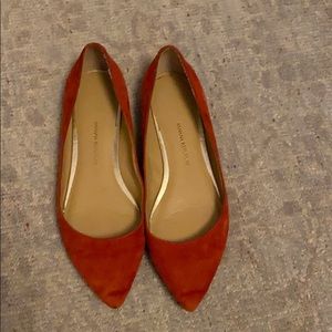 Red suede flats
